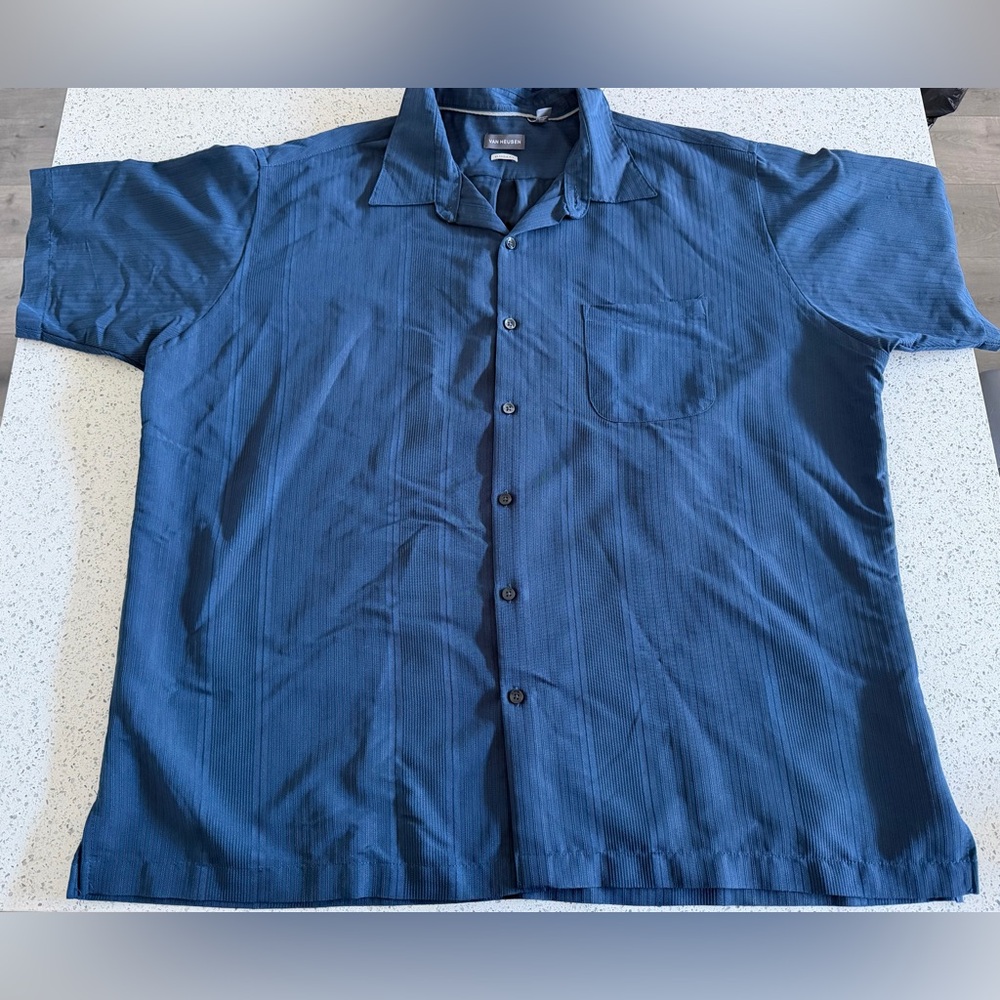 Men's Van Heusen Blue Button-Up Shirt XXL 18-18.5